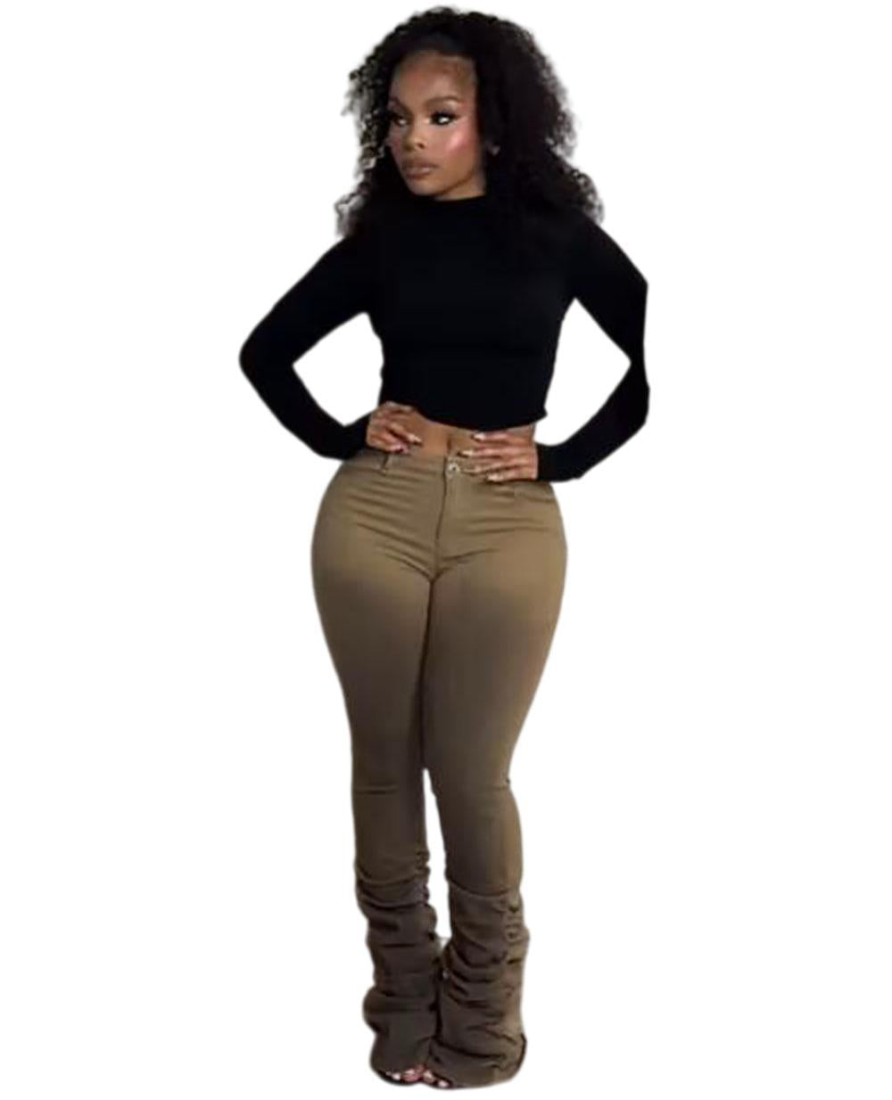 European and american cross-border women's fashion:  women's jeans - trendy, sexy, ruched, tie-dye high-waisted jeans