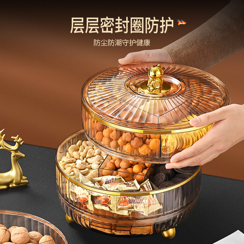 Creative candy box Snack box Grid with lid Living room Fruit plate Snack platter Melon seeds Happy candy Dried fruit storage box