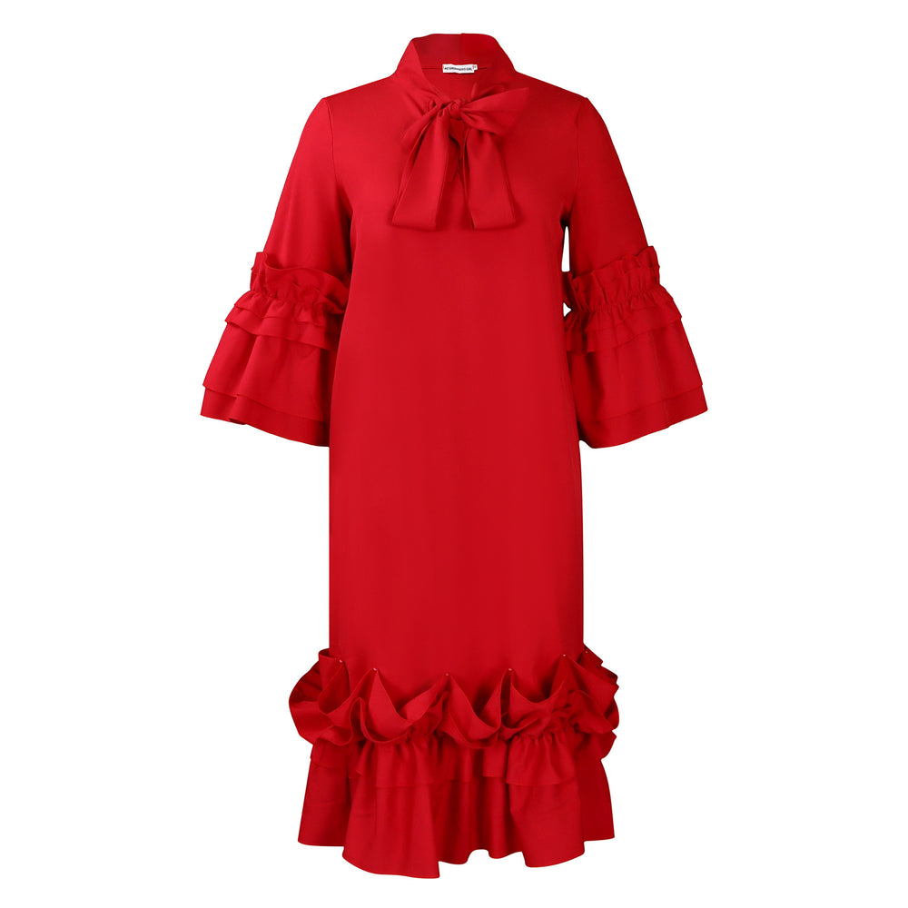 D488   summer/autumn new fashion casual ruffle bell sleeve plus size export dress