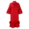 D488   summer/autumn new fashion casual ruffle bell sleeve plus size export dress