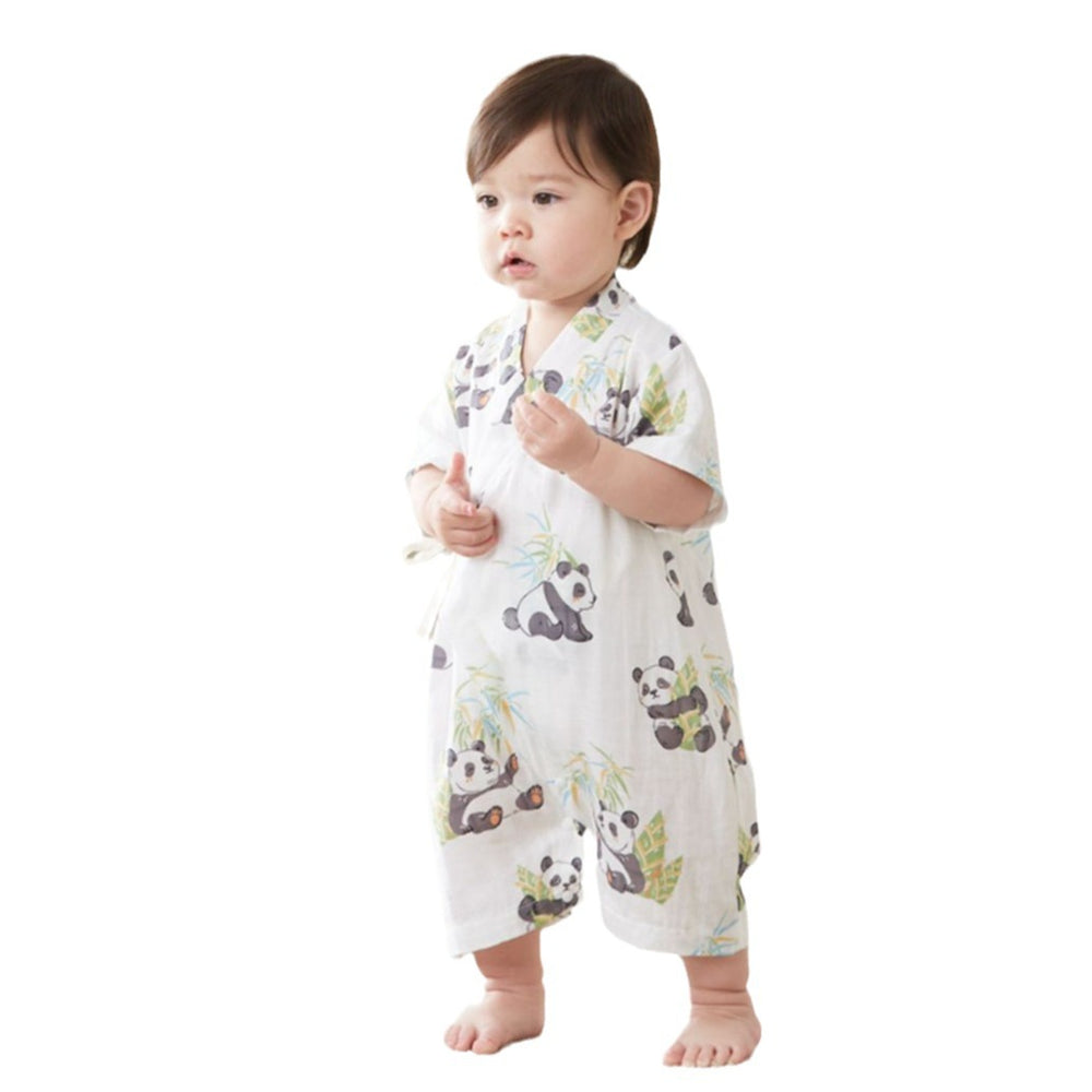 Baby summer romper bamboo cotton newborn unisex lightweight bodysuit air conditioning short sleeve crawling suit