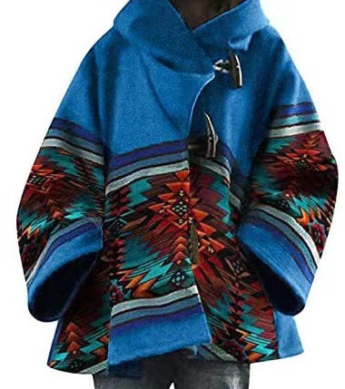 new autumn/winter women's long-sleeved hooded coat - dragon & phoenix print wool blend - perfect for  &  export (us/eu styles)