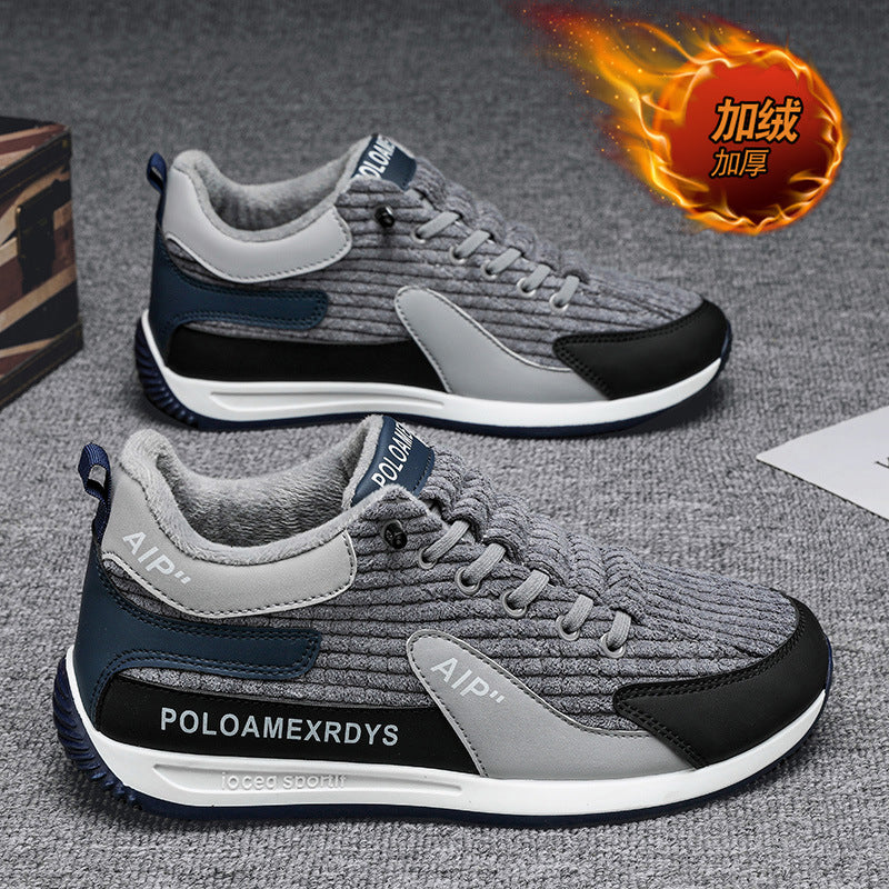 Best selling men's shoes 2025 new corduroy core trendy heattechcasual sports men's fall and winter slip-on forrest gump trendy shoes