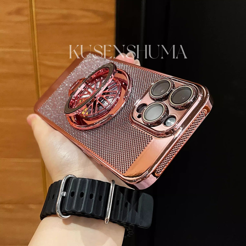 Suitable for iphone 17 air phone case, gyro bracket, electroplated breathable cooling mesh case, apple 16 anti-fall hard case