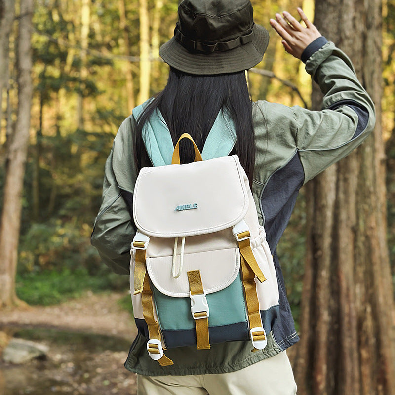 New college style cute girl backpack casual large capacity backpack fashion contrasting color middle school student schoolbag backpack