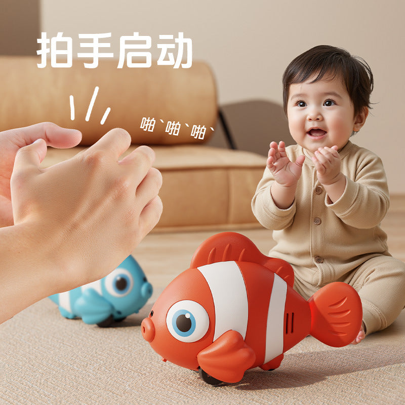 Electric simulation fish automatic sensor to avoid clownfish swing and move educational zoology crawling and chasing kids toys