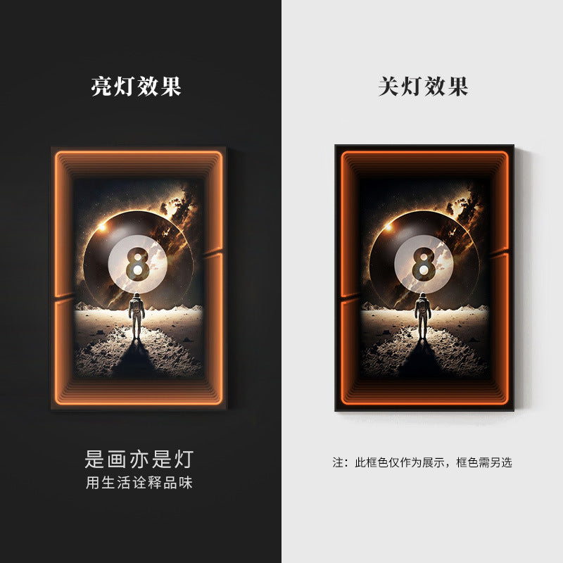 Black eight ball astronaut billiard hall wall decoration painting luminous billiard room hanging painting chess and card club atmosphere light painting