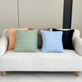 Simple solid color rabbit fur plush cushion pillow cover wide stripe bedroom living room sofa bed headrest pillow cross-border