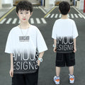 Boys' summer outfit set:  new trendy & stylish kids' summer clothes, short-sleeve two-piece set for boys
