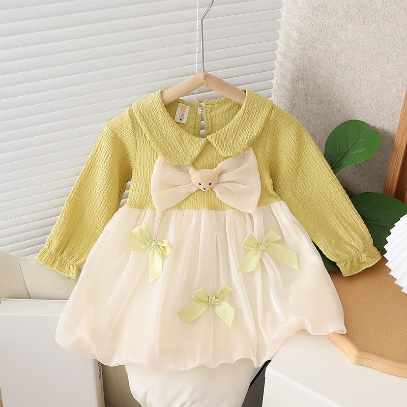 Girls' dress - spring/autumn new arrivals  - korean style, cute & sweet, baby girl adorable bear bow princess dress