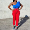 D423 european and american style plus size  fashionable elegant casual slimming high waist trousers solid color african professional pants