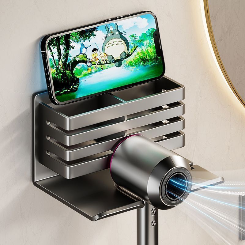 Hole-free hair dryer rack, bathroom hair dryer pendant, toilet hair dryer bracket, bathroom comb storage rack