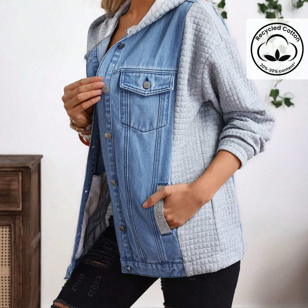 new arrivals: plus size women's patchwork hooded denim jacket - perfect for , , and european & american markets