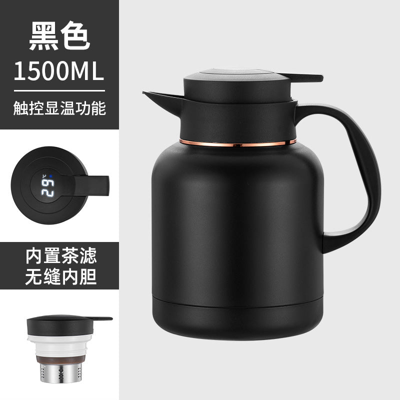 304 smart temperature display thermos stainless steel tea pot office tea pot with filter large capacity thermos flask