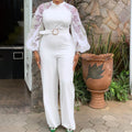 C8505 independent station foreign trade women's clothing  autumn new style long-sleeved silmelegantcasualstraight-legfashion jumpsuit