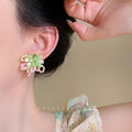 Dopamine beaded romantic floral stud earrings - summer colorful beach vacation style, unique earrings, sweet & ethereal forest vibes
