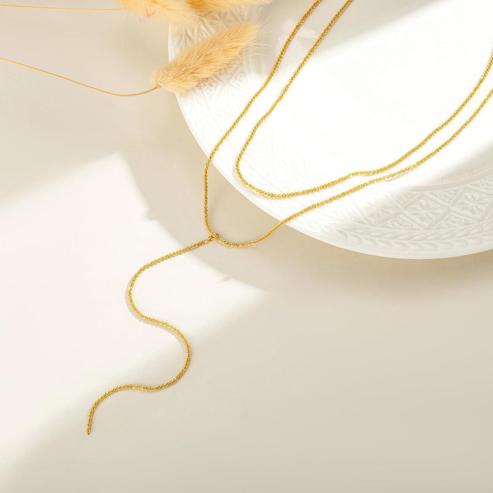 European and american cross-border fashion zircon y-shape long necklace, stackable tassel choker, unique fashion jewelry for women