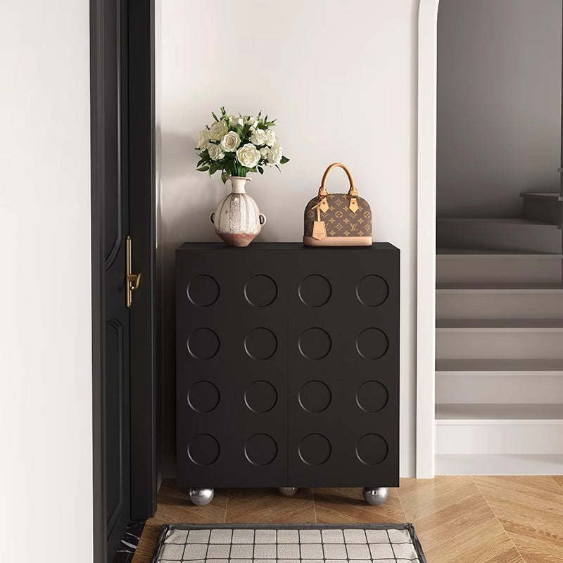 Black storage cabinet retro shoe cabinet for home entrance storage light luxury scandinavian entrance living room all-in-one casual wall cabinet
