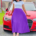 D3175plus size women's clothing  autumn new arrivalpure color high waist large skirt long skirt plus size european and american pleated skirt