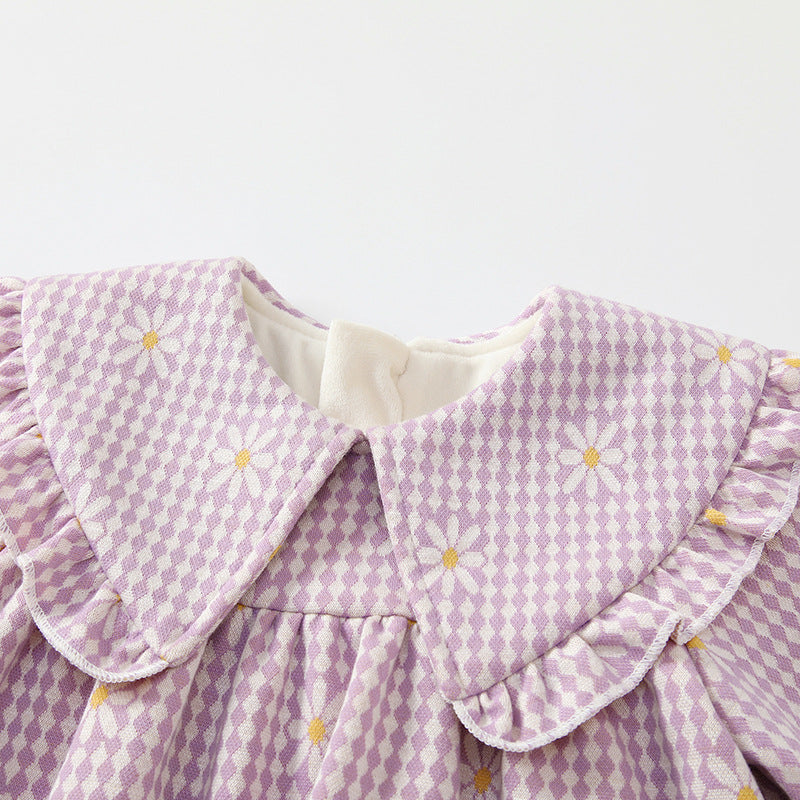 Kids' dresses:  autumn new collection - country style girls' dress, violet chrysanthemum princess dress, first birthday dress for girls