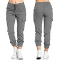 fashion cross-border   women's pants workwear casual elastic waist thin side pockets pants women's pants