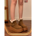 Thick solesnow boots women's 2026winternew arrivalfleece-linedthickened short boots petitesplatform shoesheattech cotton shoes
