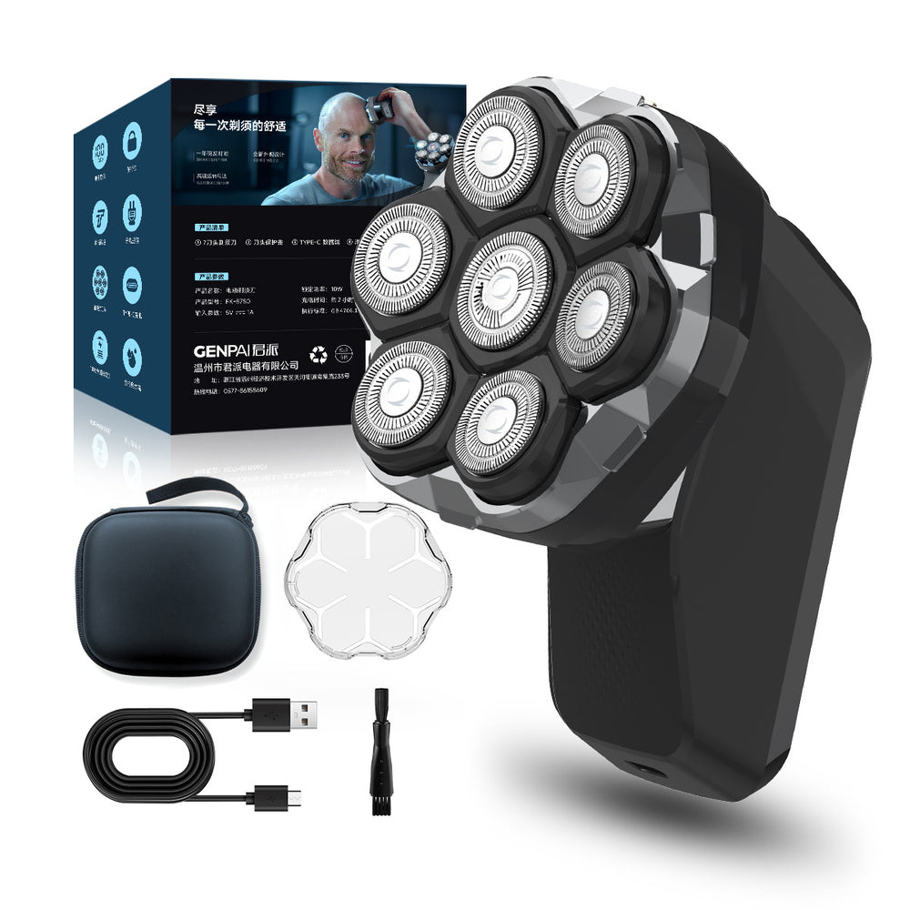 exclusive shaving head handy gadget men's variable speed electric shaver magnetic suction 7 blade shaving razor washable dual-use