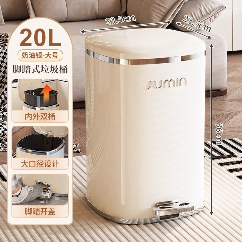 Luxury trash can - large, step-on, lidged - perfect for home, living room, kitchen, bedroom, and bathroom. plastic storage bin