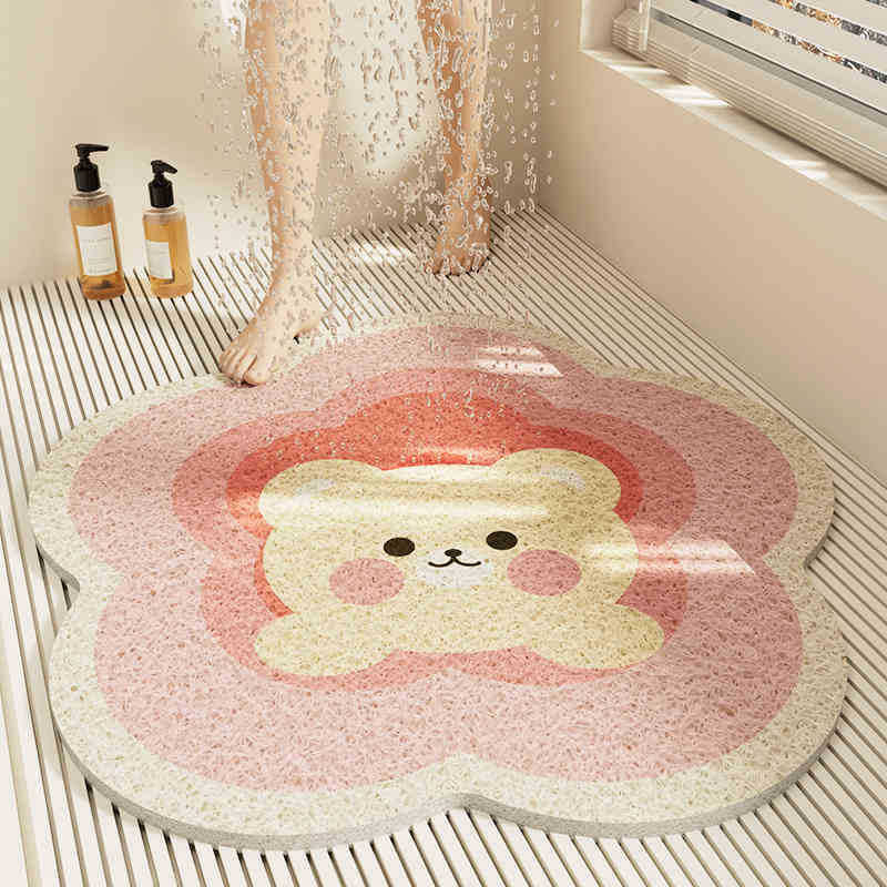 Special-shaped flower bathroom non-slip floor mat cut out wire loop shower room anti-fall foot mat bathroom bathtub drain foot mat
