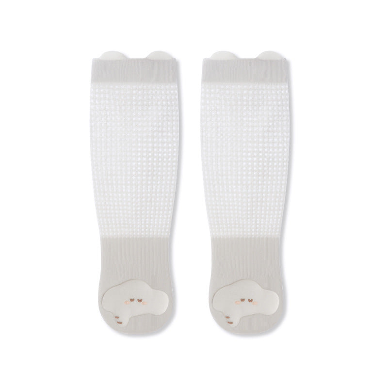 Babylon baby stockings summer thin mesh breathable kidsknee high socks cartoon doll ear calf socks