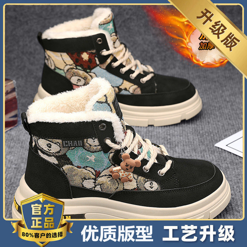 Boots men's high top 2025new arrivalwinter men's shoes fleece-linedthickenedheattech snow cotton shoes men's workwear boots men's