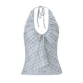 European and american women's clothing  summer new retro hot girl street style plaid tie-up halter crop top