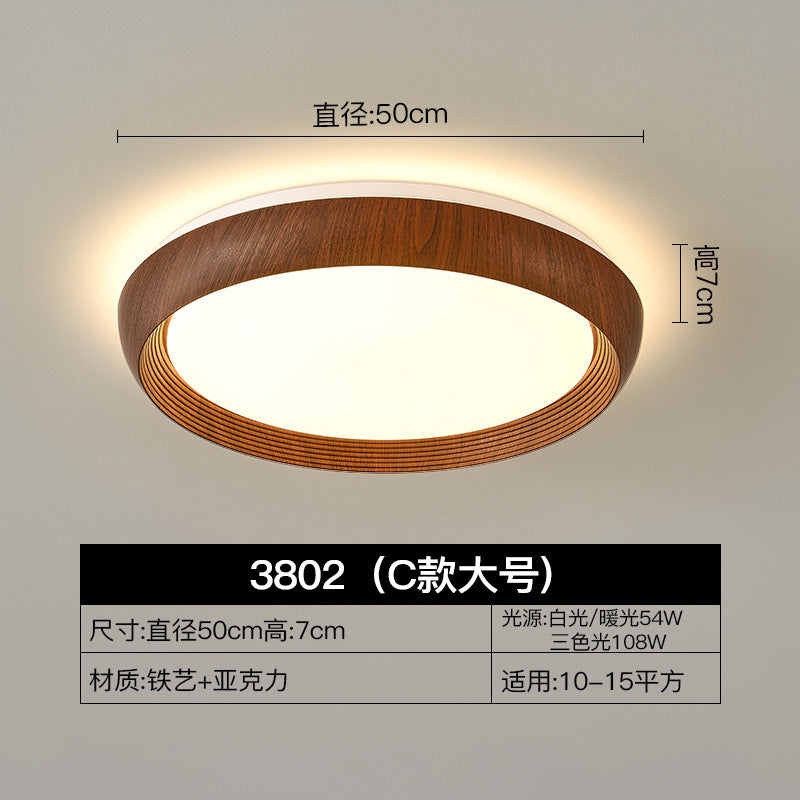Full spectrum eye protection Nordic modern bedroom led ceiling light walnut color living room study dining room Zhongshan lighting