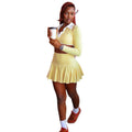 Fashioninsexport age-reducing pure color women's clothing stylish a-shaped skirt suit sports shirt collar long sleeves pleated two-piece set