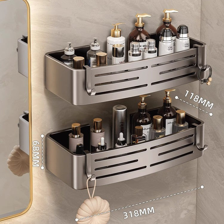 Gun gray bathroom storage rack bathroom toilet punch-free bathroom sink corner wall-mounted storage rack