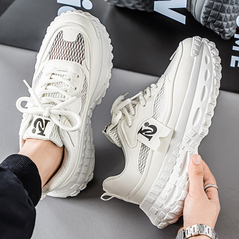 Tire bottom men's shoes winterfashionable brand easiest for matchcasual sneakers running non-slipthick solehidden heelxiaobai daddy shoes