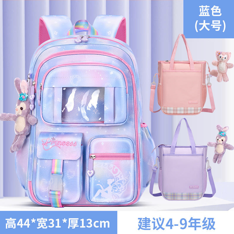 New primary school schoolbag women's lightweight large-capacity refrigerator side opening to reduce the burden of dream children's backpack for grades 1-6