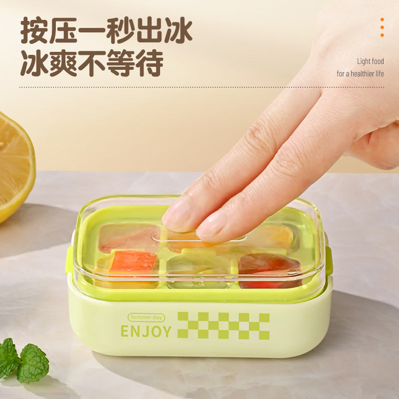 Frozen ice cube mold Cold drink ice making Plastic ice grid with cover Refrigerator ice box Household Internet celebrity Mini small ice cube box