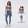 Vintage denim style sports bra high waist tight stretch running training fitness pants sports yoga suit women