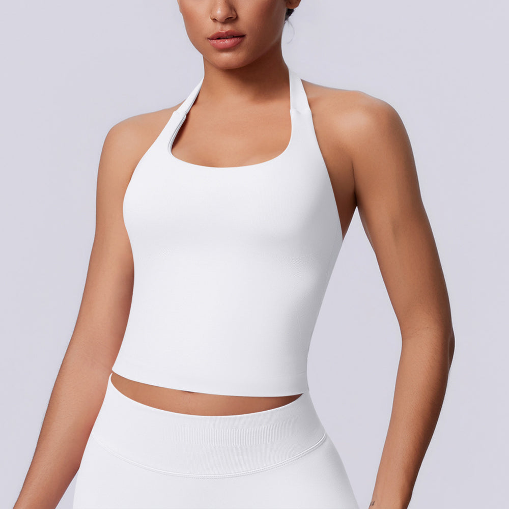New arrival cross-border seamless pure colorhalter beautiful back tight sports vest sports running fitness yoga wear tops women