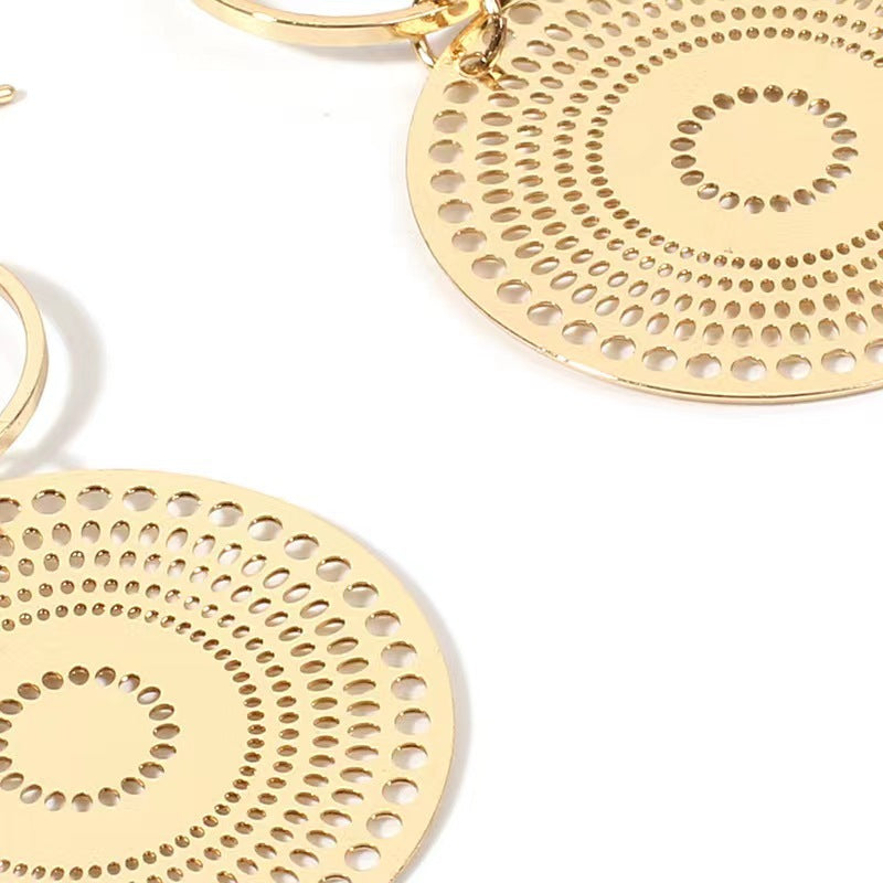 European and american cross-border influencer style hollow geometric circle earrings, european and american style bohemian round earrings