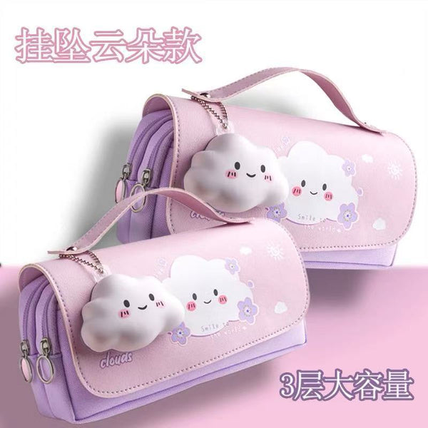 Unzip pencil case Girl student stationery case Korean version Cute pencil case Large capacity ins pencil case High value pencil case