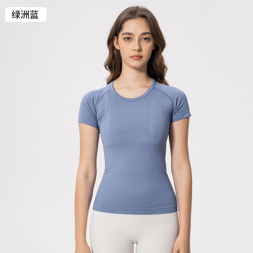 Spring/summer new women's short-sleeve crew neck sports t-shirt - running, fitness, slim-fit, breathable yoga top - s2067
