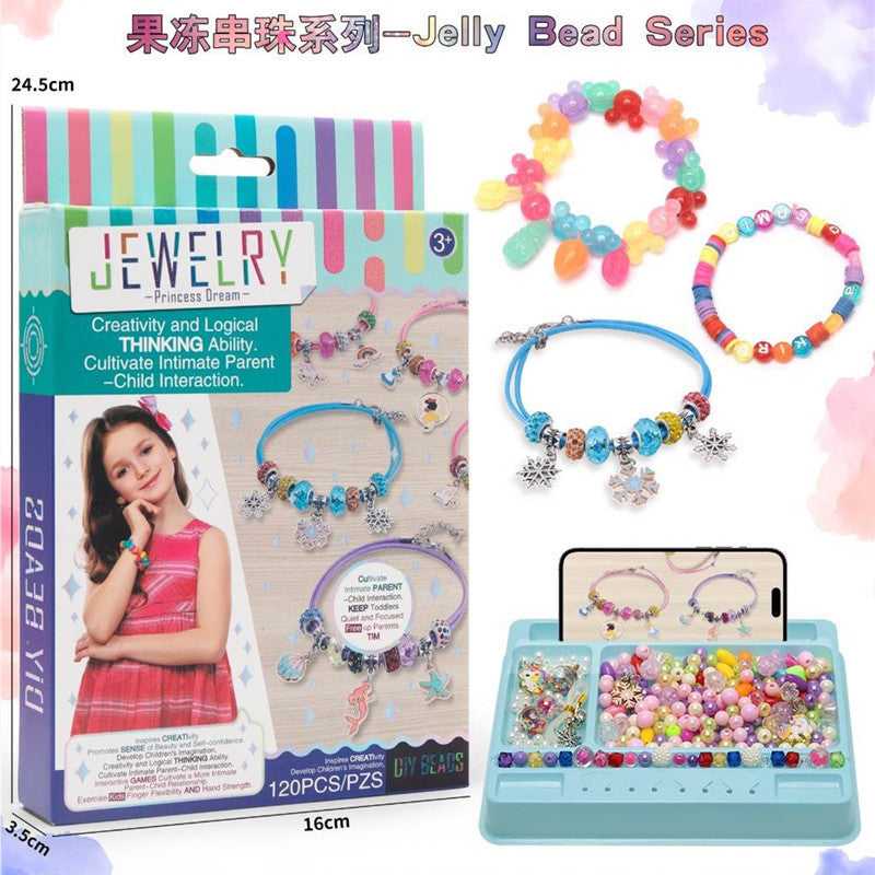 Cross-border export  children's play house handmade DIY beaded girl makeup toys jewelry beaded gift box