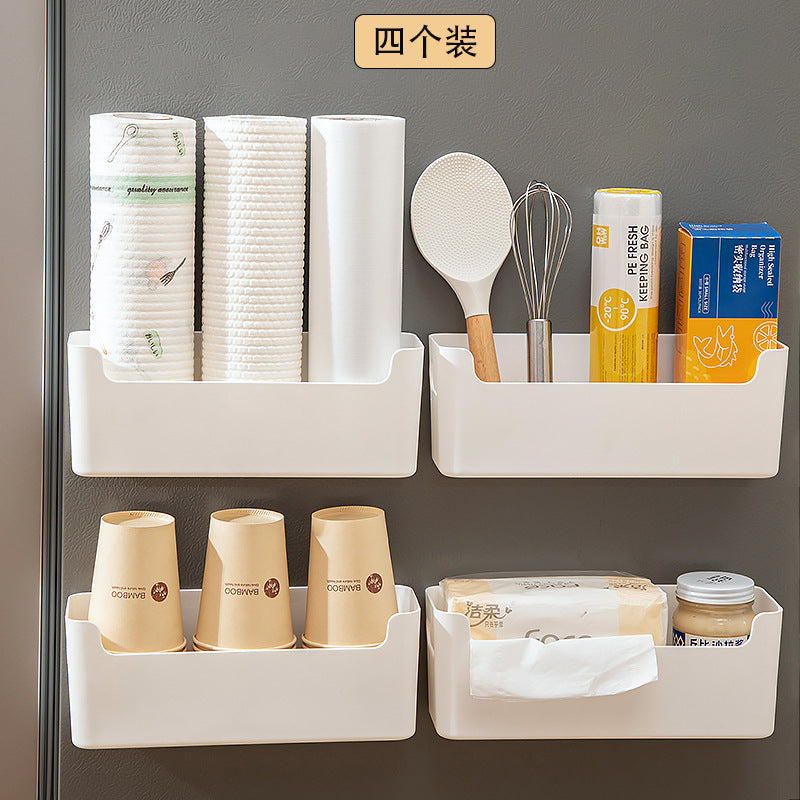 Kitchen seasoning, bathroom tissue sundries storage box, plastic refrigerator side multi-functional plastic wrap wall-mounted storage box