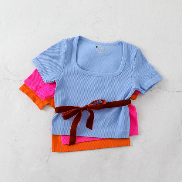 New T-shirt   yoga sports short-sleeved T-shirt threaded tight autumn and winter top BX515