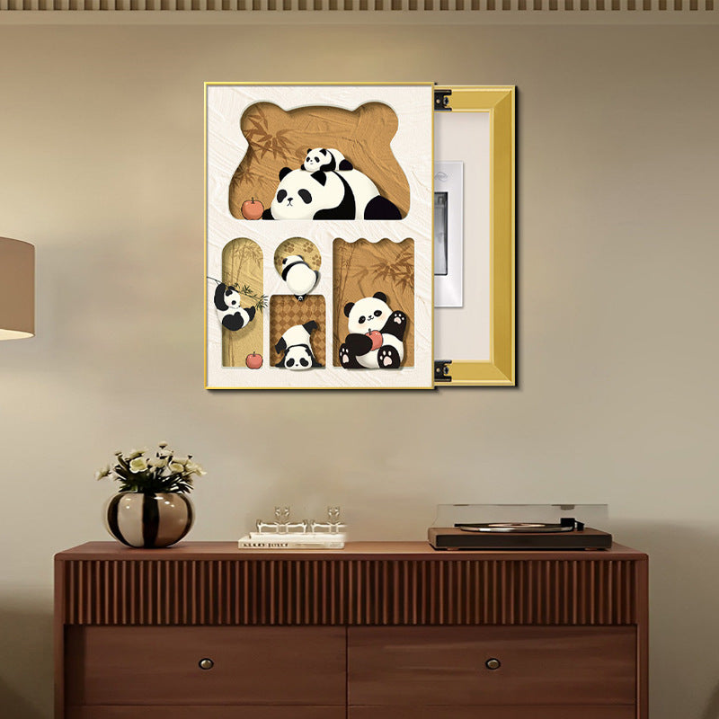 Healing Meter Box Decorative Painting Cream Wind Kitten Switch Box Switch Box Push-Pull Vertical Block Wall Painting