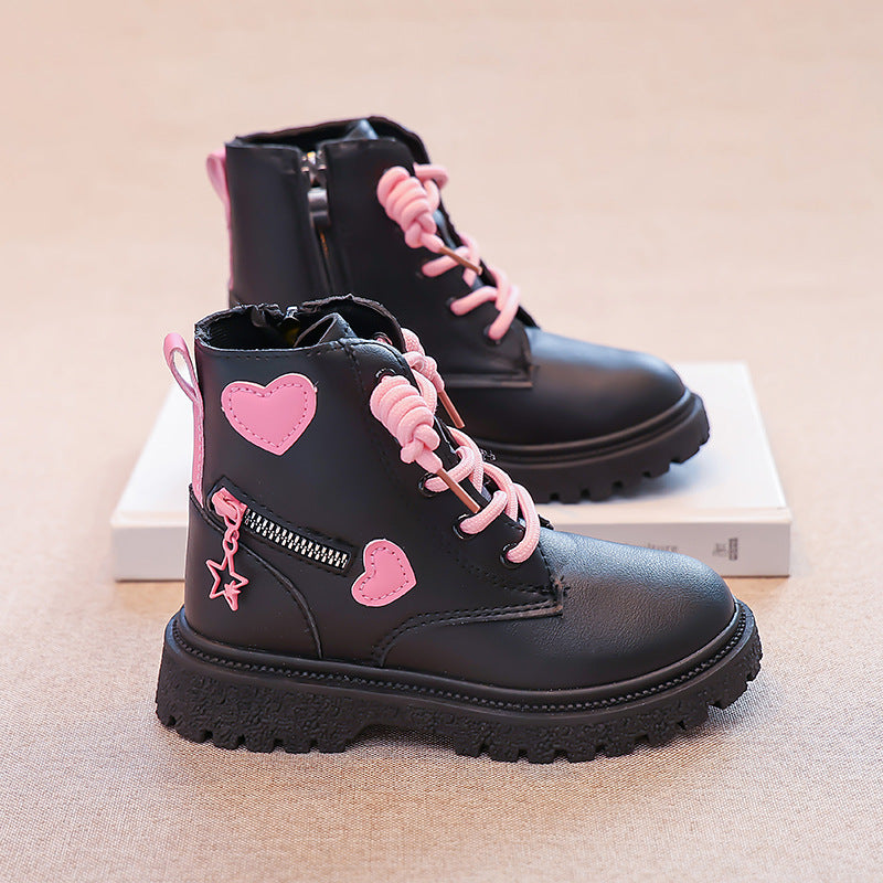 Children's Martin Boots Girls' Boots Princess Leather Boots Spring and Autumn Non-slip Single Boots with Skirts Little Girls Boots Foreign Trade