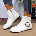 plus sizefashion chelsea large ring buckle side zipper boots fall and winternew arrivalpure colorflats cross-border fashion boots