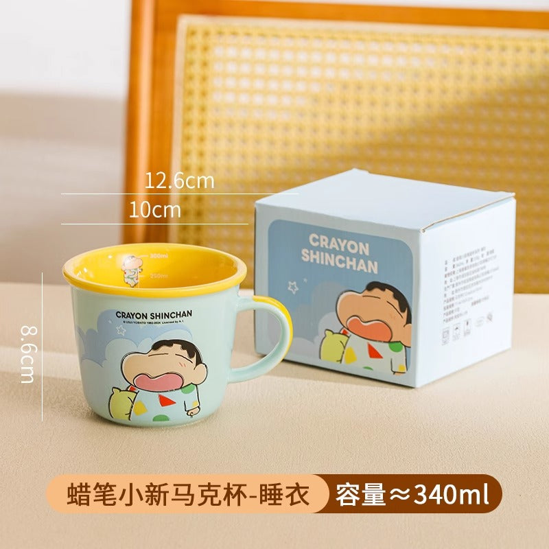 Crayon small new mug high value scale cup children's milk cup household cute water cup ceramic cup color box